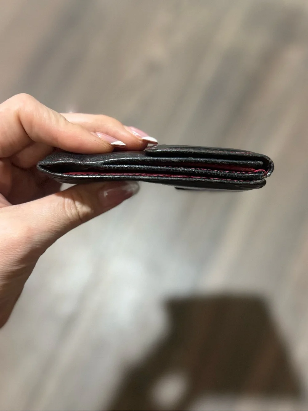 Vintage Gucci Black Red Leather Wallet Bifold Snap Coin Purse Italy Authentic
